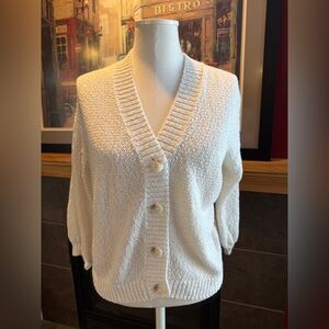Classic Ivory Button-Front Women’s Sweater Cardigan